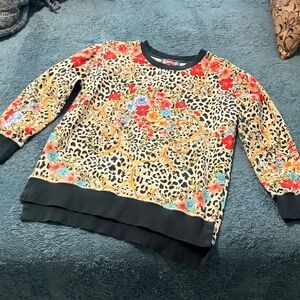 Johnny Was Multicolor Floral Leopard Woman’s Sweatshirt